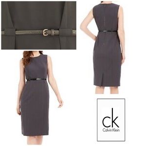 Calvin Klein Fall Charcoal Gray Belt Dress 18W